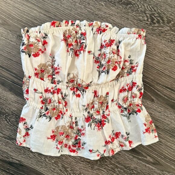 & Other Stories Tops - & Other Stories Elasticated Embroidered Bustier Top